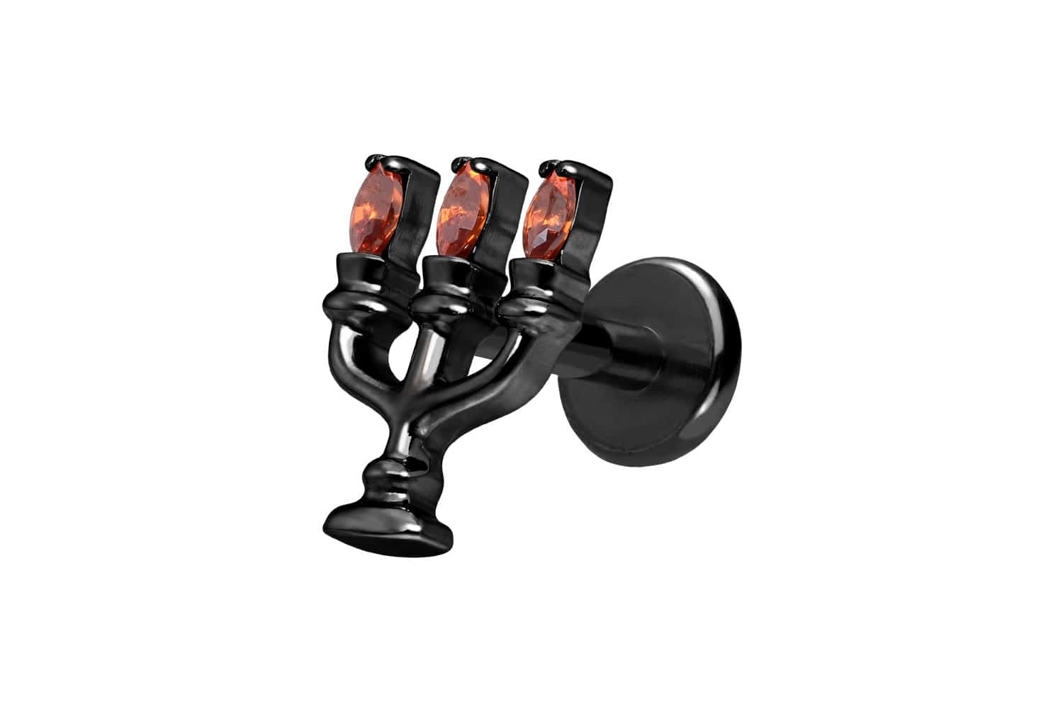 Titan Labret Piercing mit Push Fit KERZENLEUCHTER